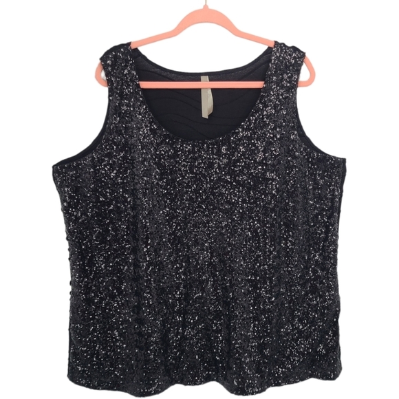 3X - Penningtons | Sequin Wave Detail Sleeveless Blouse - Picture 7 of 7